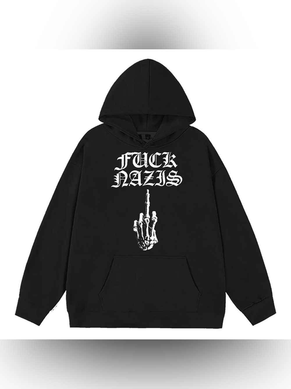 Blackcraft Cult Black Statement Graphic Hoodie with Skeleton Motif